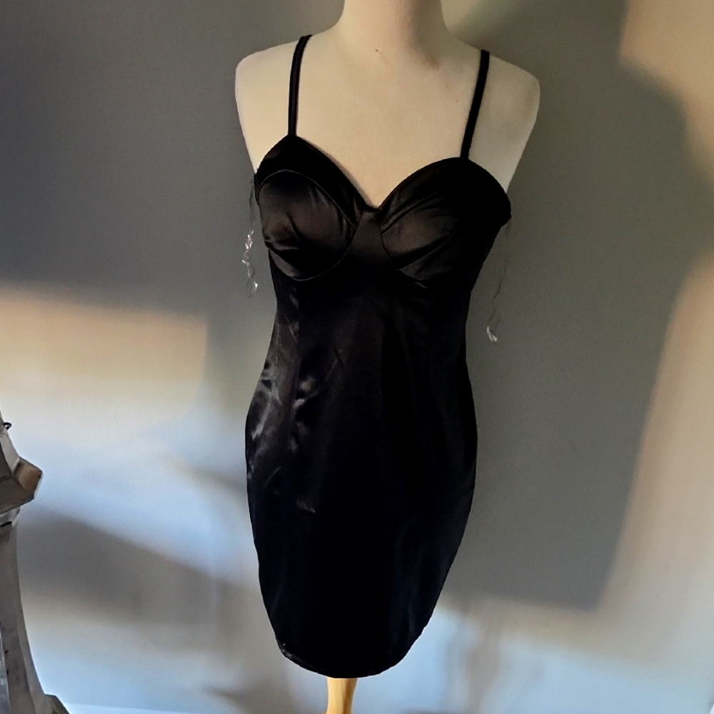 Elegant Black Satin Slip Dress